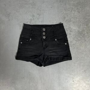 Mid Rise 1st Kiss Black Denim Shorts Size 1 Women's Jorts